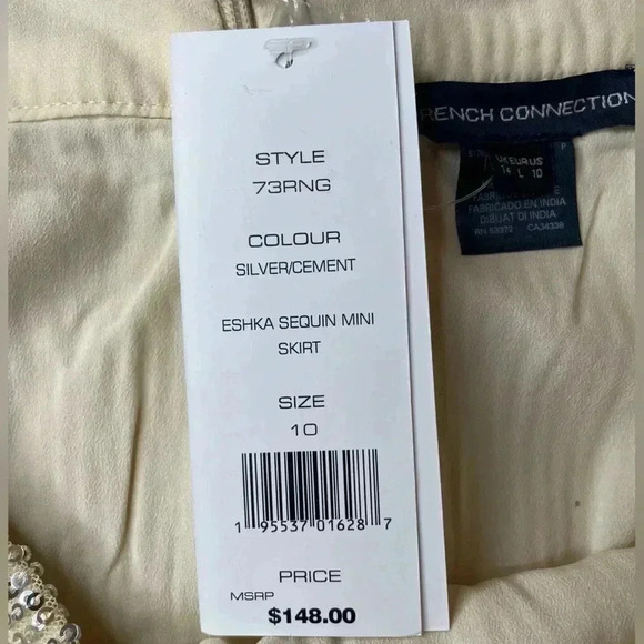 French  Connection beige sequin skirt sz 10 - Picture 5 of 8